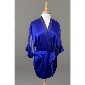 Victoria’s Secret Gold Label Womens Blue Belted Kimono Sleeve Robe One Size Fits